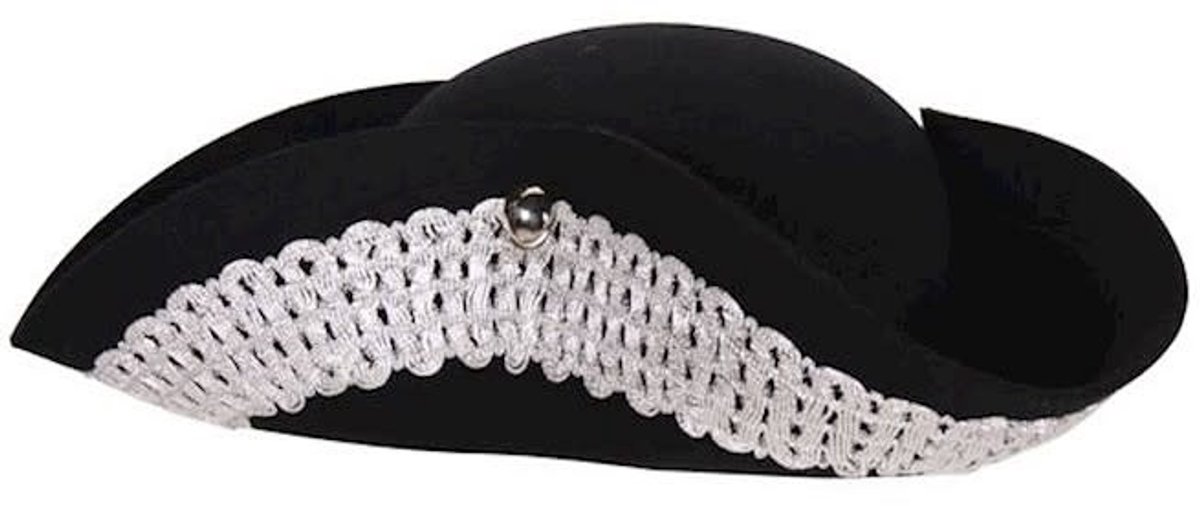 Hoed piraat brede galon zilver