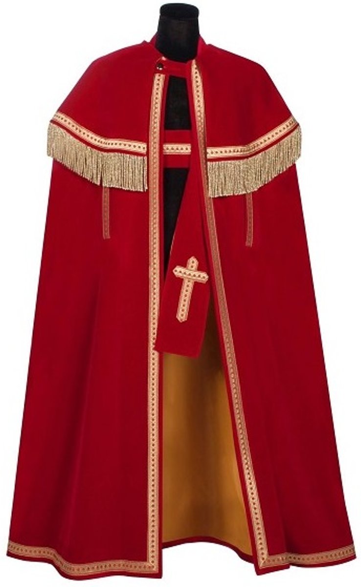 TV-Sint fluweel (Bram), Rood, Mantel-Stola