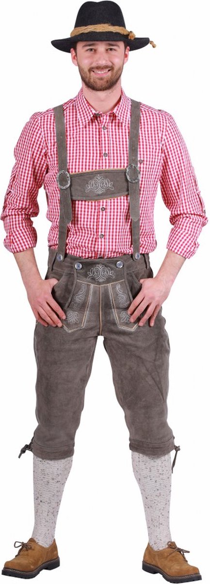 Thetru Lederhose Ulrich 3/4 lang Grijs Maat 54