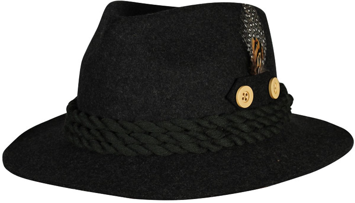Tirolerhoed Oktoberfest - Bayern - Wolvilt - Antraciet - Maat 59