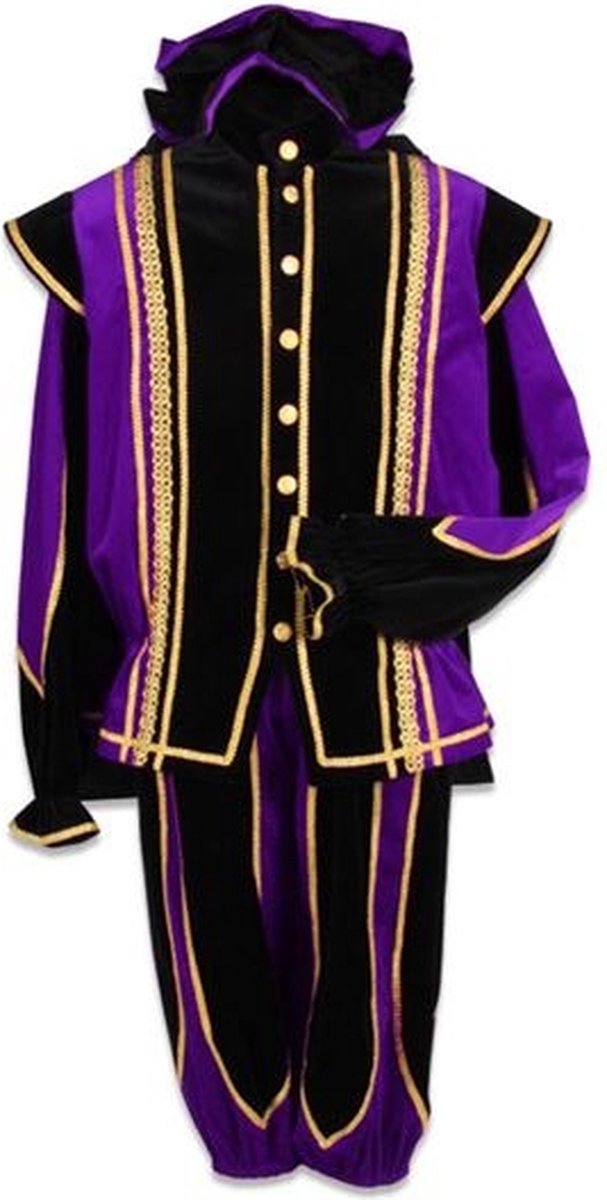 Zwart paarse Pieten pak met cape.