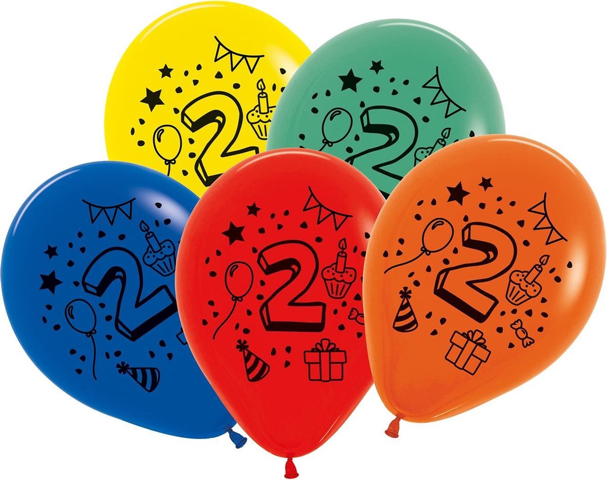 Tib Ballonnen Cijfer 2 30 Cm Latex 7 Stuks