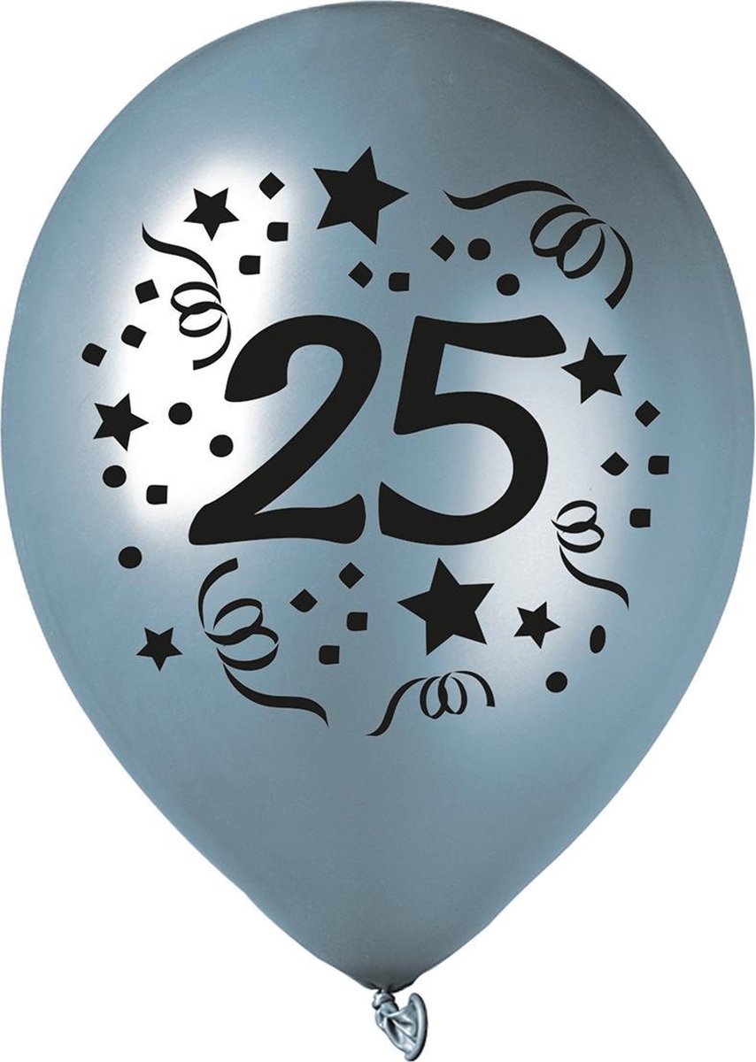 Tib Ballonnen Cijfer 25 30 Cm Latex Zilver 5 Stuks