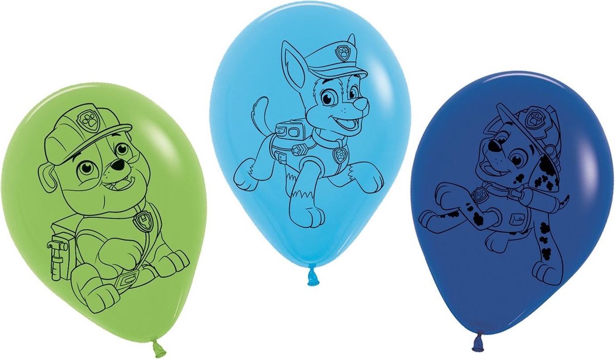 Tib Ballonnen Paw Patrol 30 Cm Latex Groen/blauw 5 Stuks