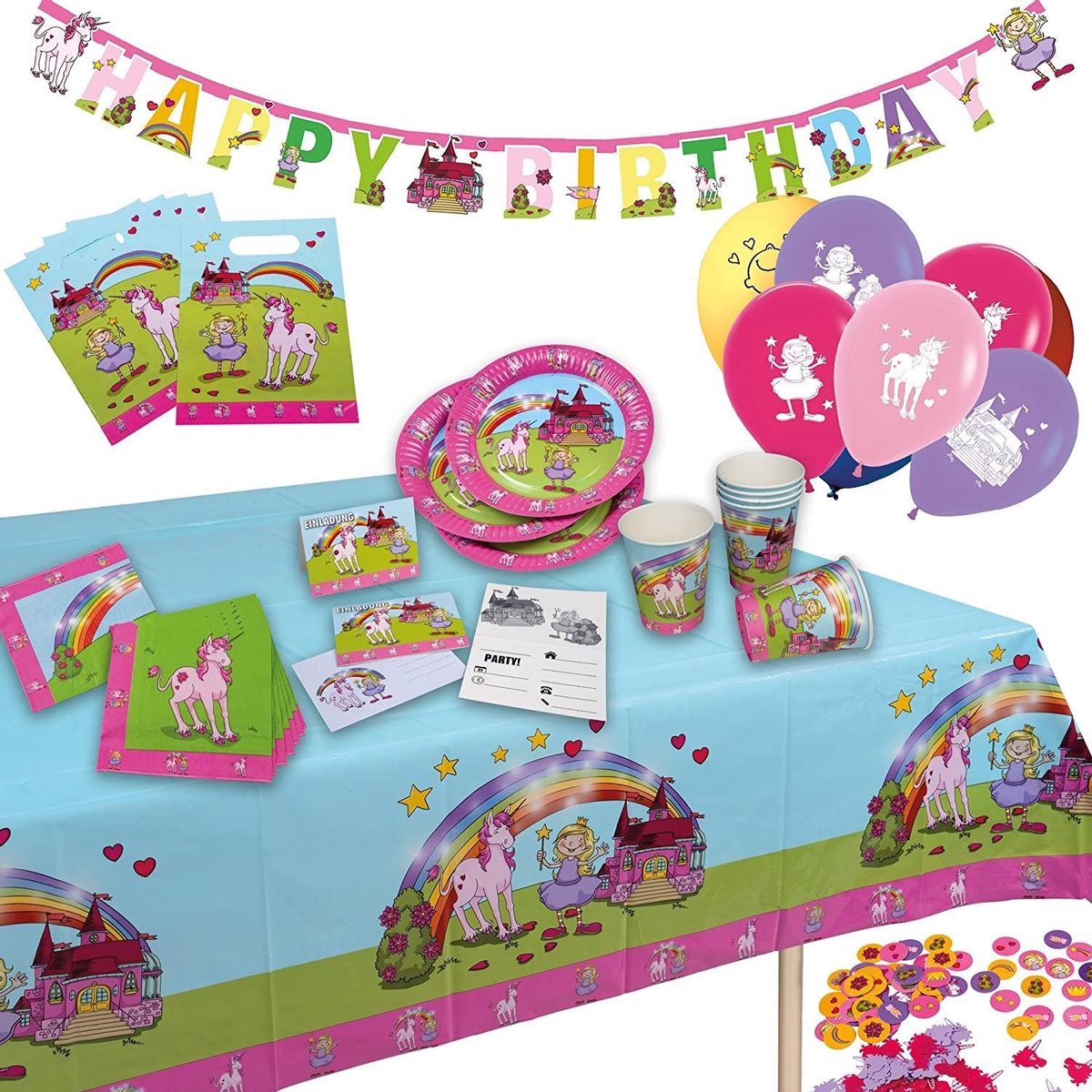 Tib Feestpakket Prinsessen Meisjes Papier Roze/paars 60-delig