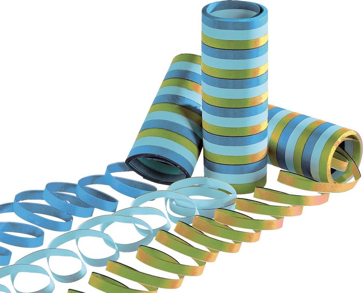 Tib Serpentines 4 Meter Papier Blauw/groen 2 Stuks