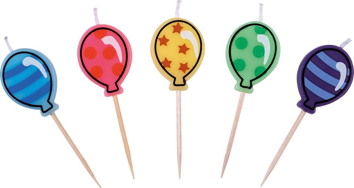Tib Verjaardagskaarsen Ballonnen 7 Cm Wax 5 Stuks