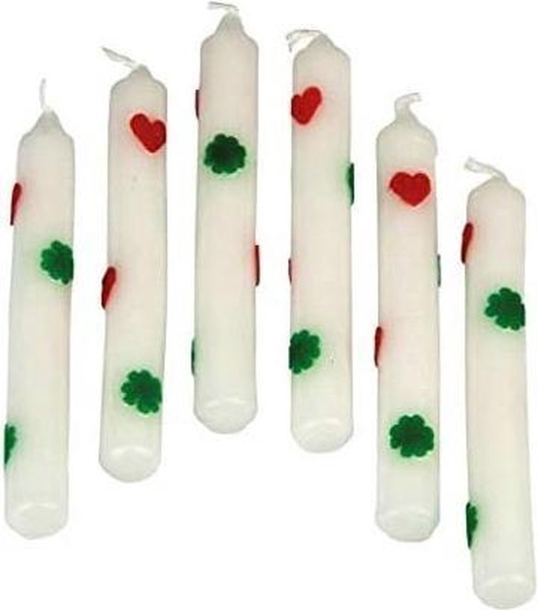 Tib Verjaardagskaarsen Hart/klaver 13 Cm Wax 6 Stuks