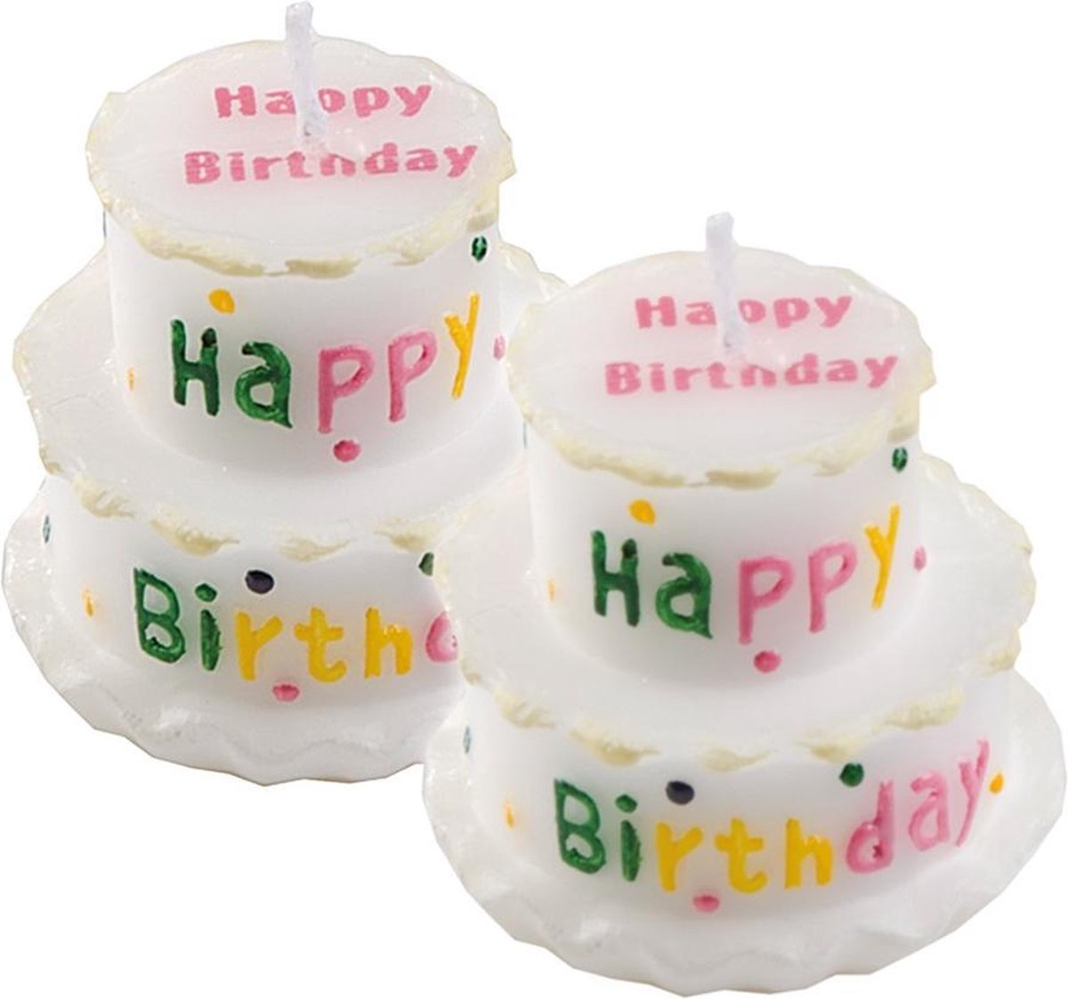 Tib Verjaardagskaarsen Taart 4 X 4 Cm Wax 2 Stuks