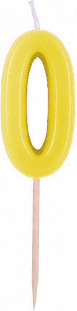 cijferkaars 0 4,5 cm wax geel