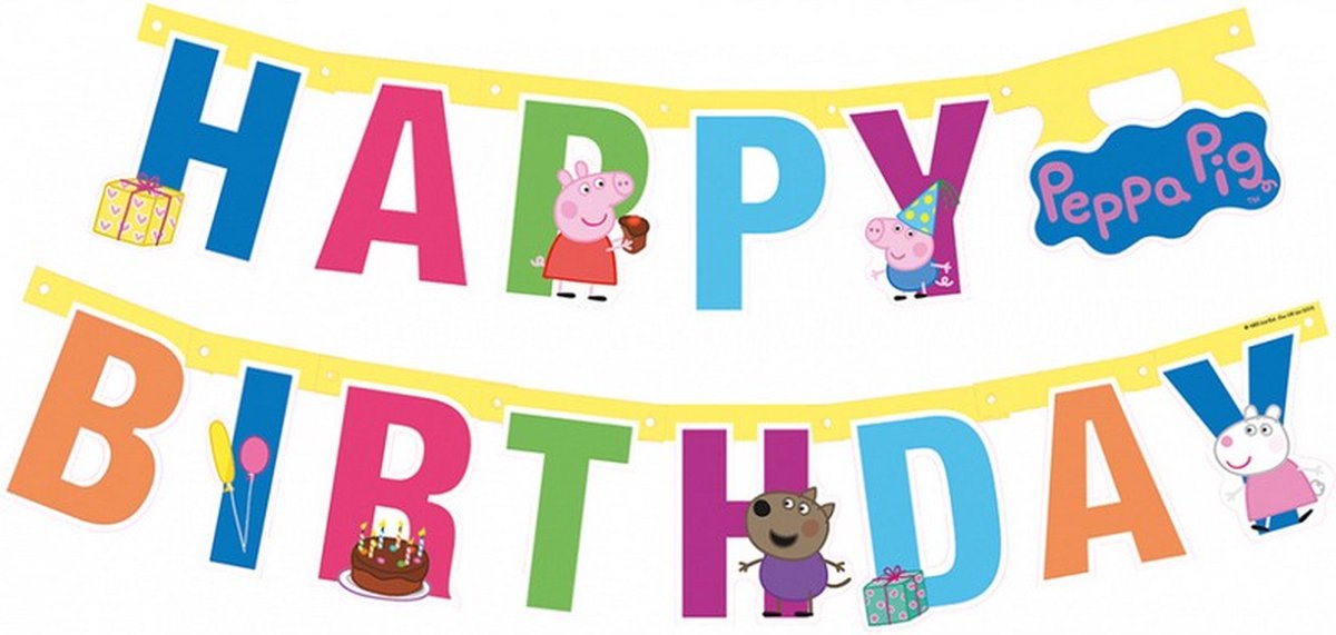 vlaggenlijn Peppa Pig Happy Birthday junior 143 cm karton