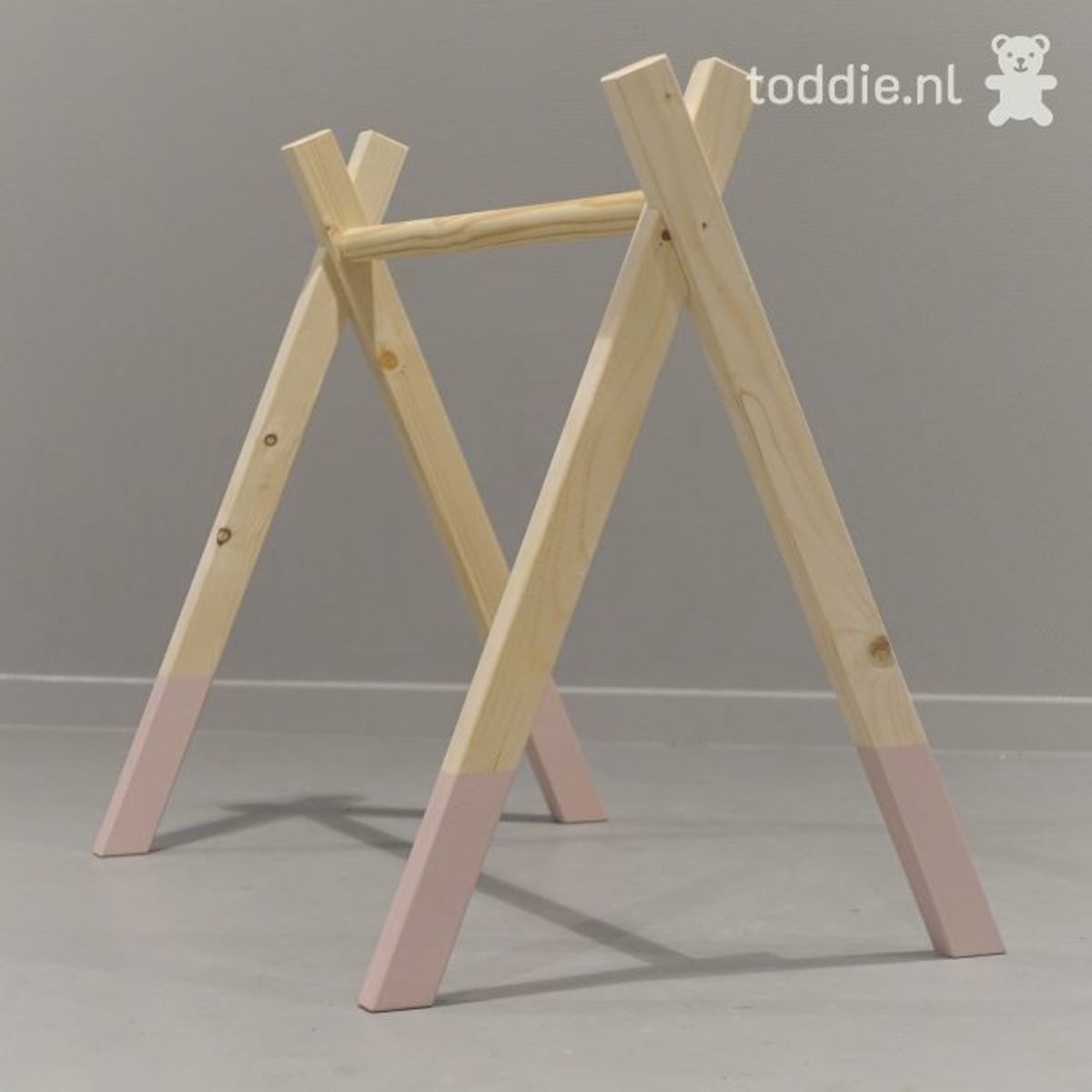 Houten babygym Roze, zonder hangers (apart verkrijgbaar), Tipi vorm massief hout