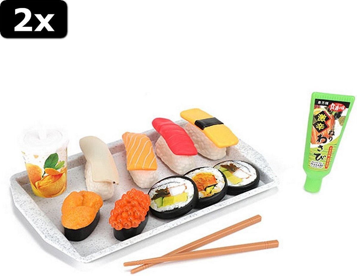 2x Food Market Sushi Set met Eetstokjes + Dienblad + Saus