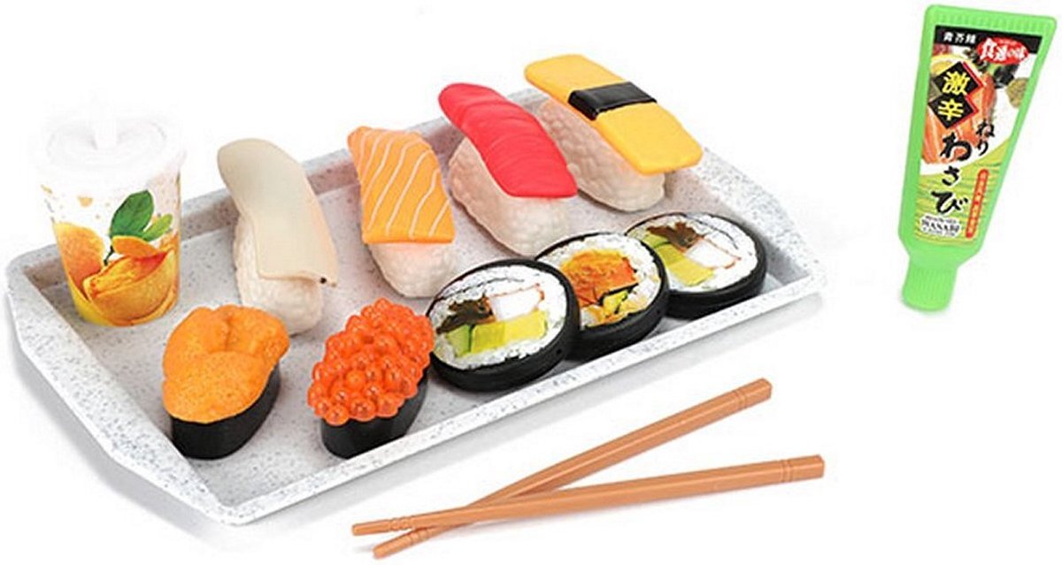 Food Market Sushi Set met Eetstokjes + Dienblad + Saus