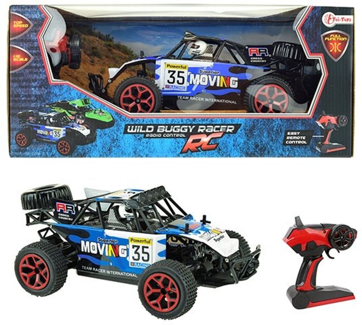 Toi Toys R/C Wild race buggy blauw 1:16