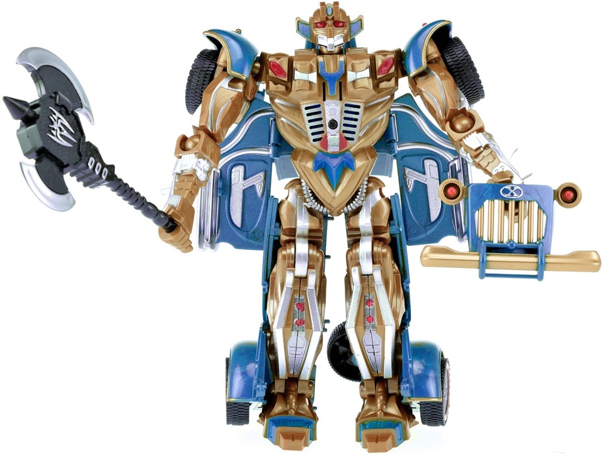Toi Toys Transformerende Robot in Auto Blauw met Licht en Geluid