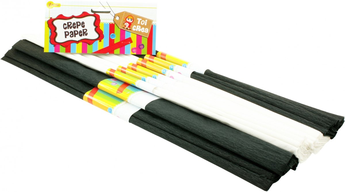 Toi-toys Crepepapier Zwart, Wit 50 Cm (b)