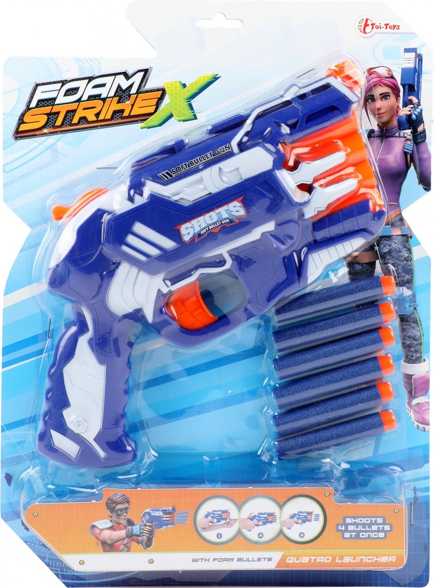 Toi-toys Foam-pistool Foam Strike X Junior Blauw 7-delig