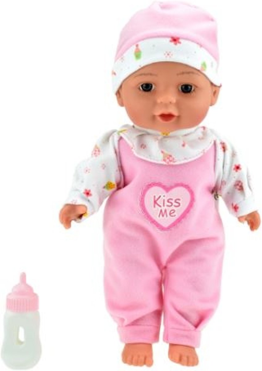 Toi-toys Liggende Babypop Met Flesje 30cm