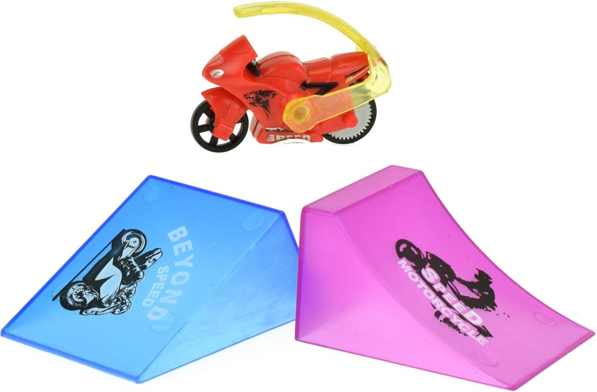 Toi-toys Mini-motor Turbo Racers Met Schans 3-delig Paars/rood