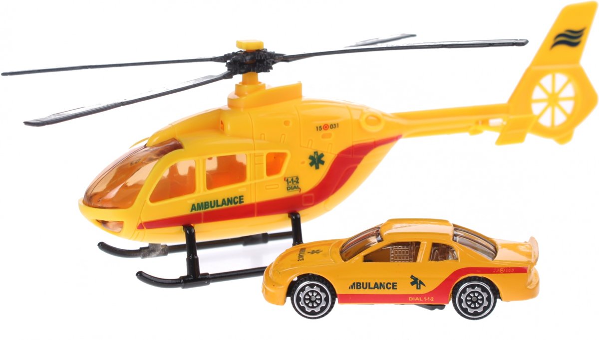 Toi-toys Rescue Team Set Helikopter Met Auto Geel Ambulance