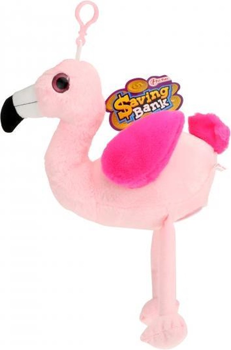 pluchen spaarpot flamingo roze 45 cm