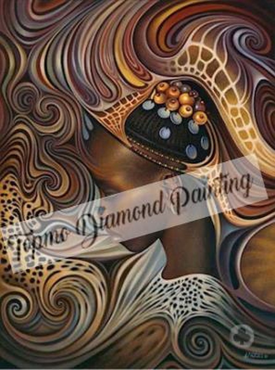 TOPMO - Afrikaanse Vrouw- Afrikaanse Kunst - 40X50CM- Diamond painting pakket - HQ Diamond Painting - VOLLEDIG dekkend - Diamant Schilderen - voor Volwassenen – ROND- Diamond DOTZ