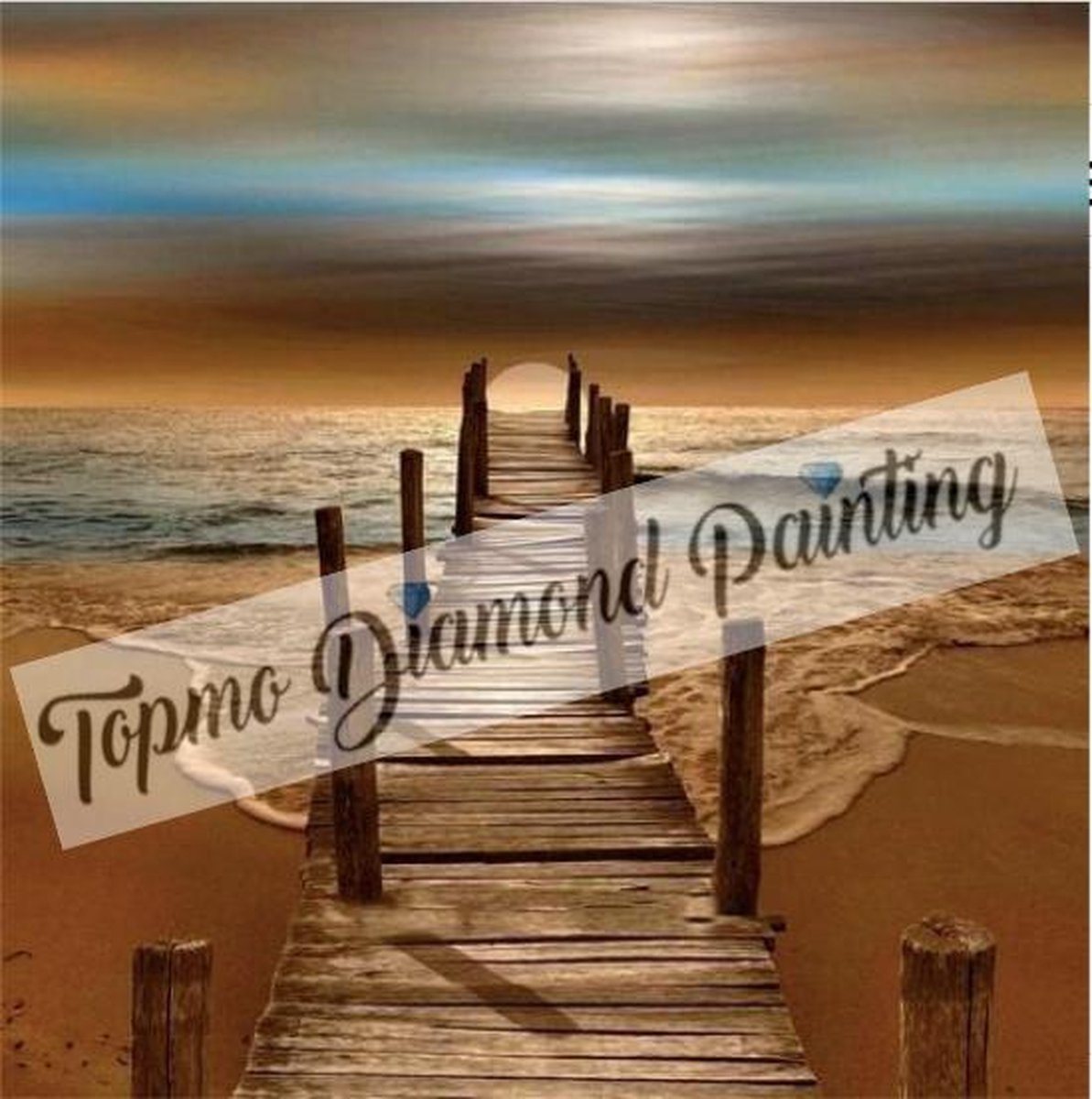 TOPMO -  Steiger aan zee- 40X50CM- Diamond painting pakket - HQ Diamond Painting - VOLLEDIG dekkend - Diamant Schilderen - voor Volwassenen – ROND- Diamond DOTZ