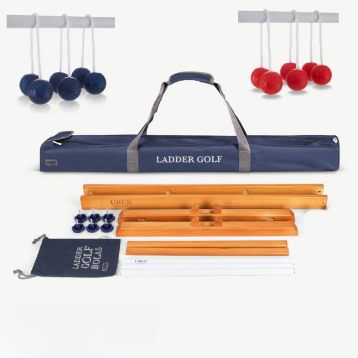 Origineel 2025 Laddergolfspel - Werpspel van topkwaliteit - met officiële zachte bolas (Rood en Blauw)