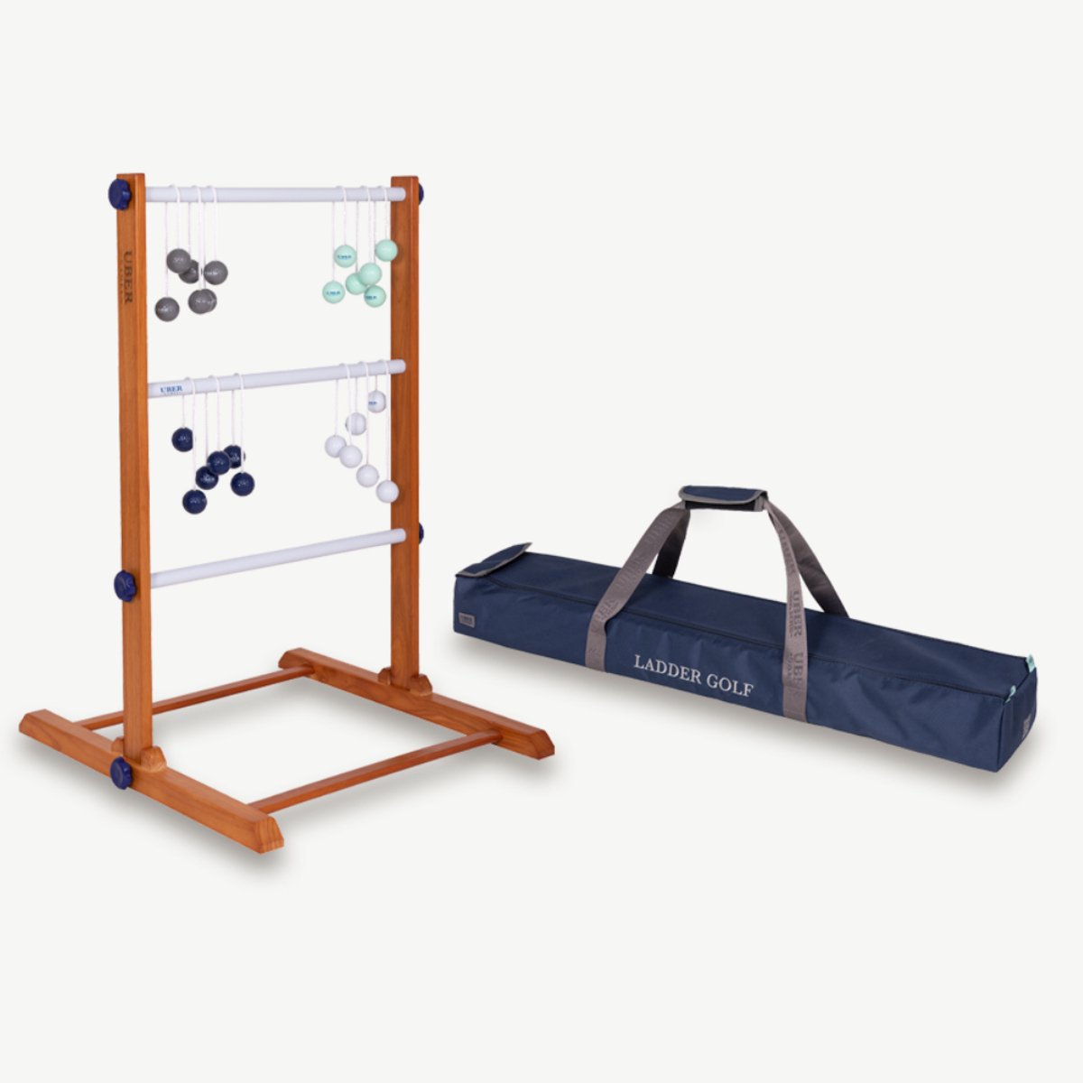 Ubergames - Laddergolf spel - 4 persoons - Harde Golf Ballen - Zwart/Wit/Groen/Grijs - Hardhout - Met Tas