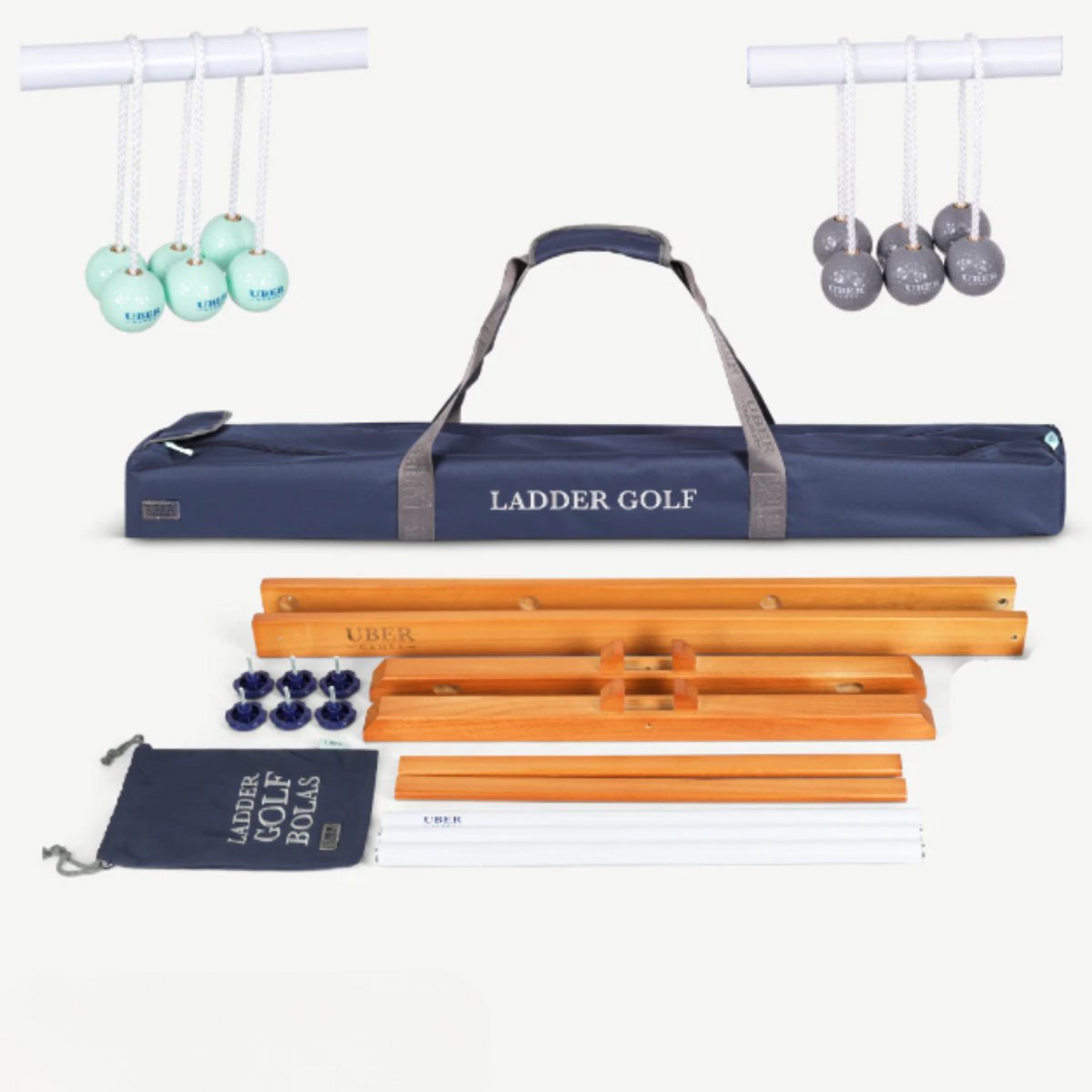 Ubergames - Prof. Laddergolf - Spinladder Set - Groen / Grijs - Echte Golf Bolas - In luxe Tas