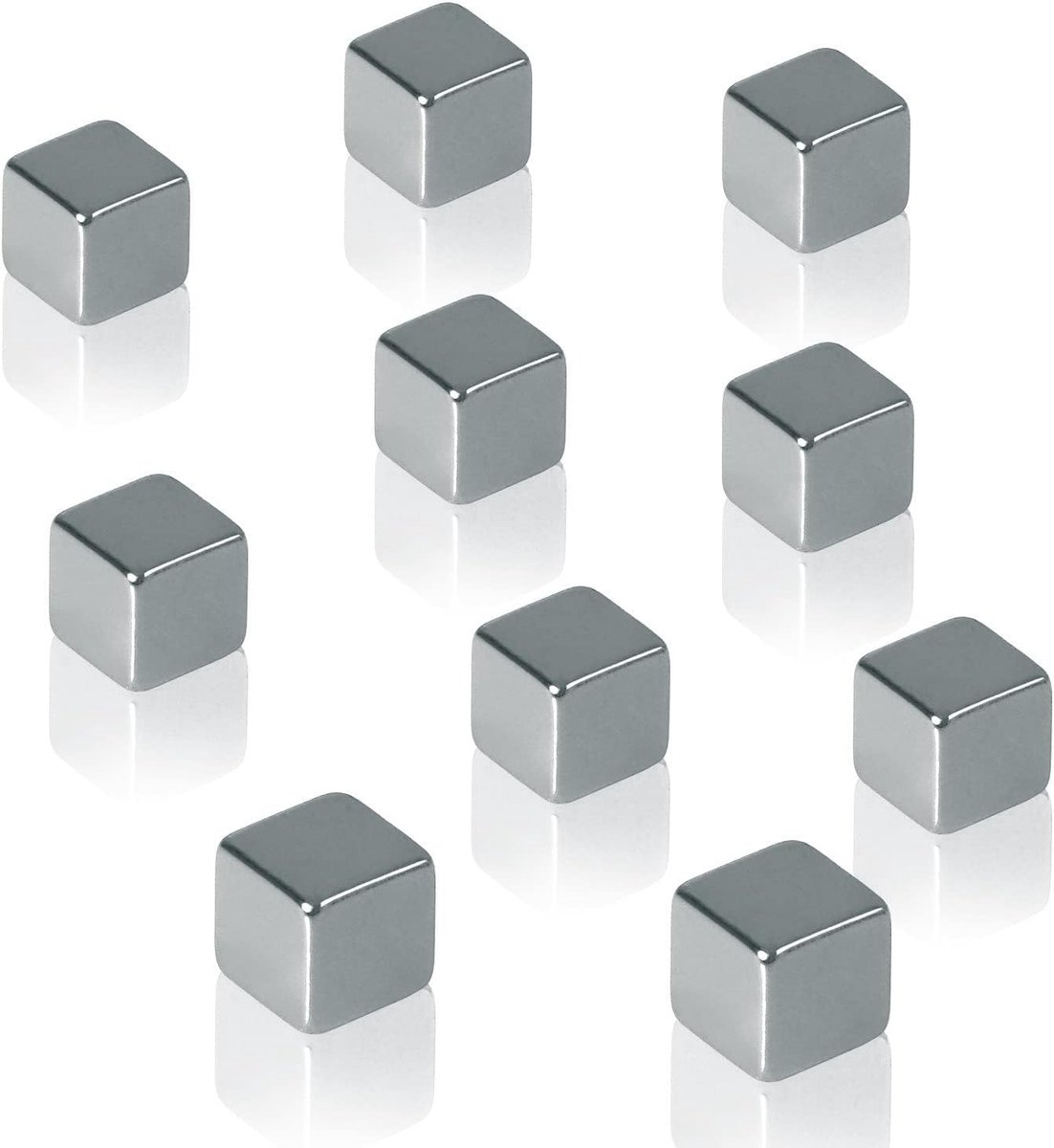 Magnets Cube - Neodymium - Strong - siliver - Square - Glass - 10L x 10W x 10H millimetres - 10 Stück