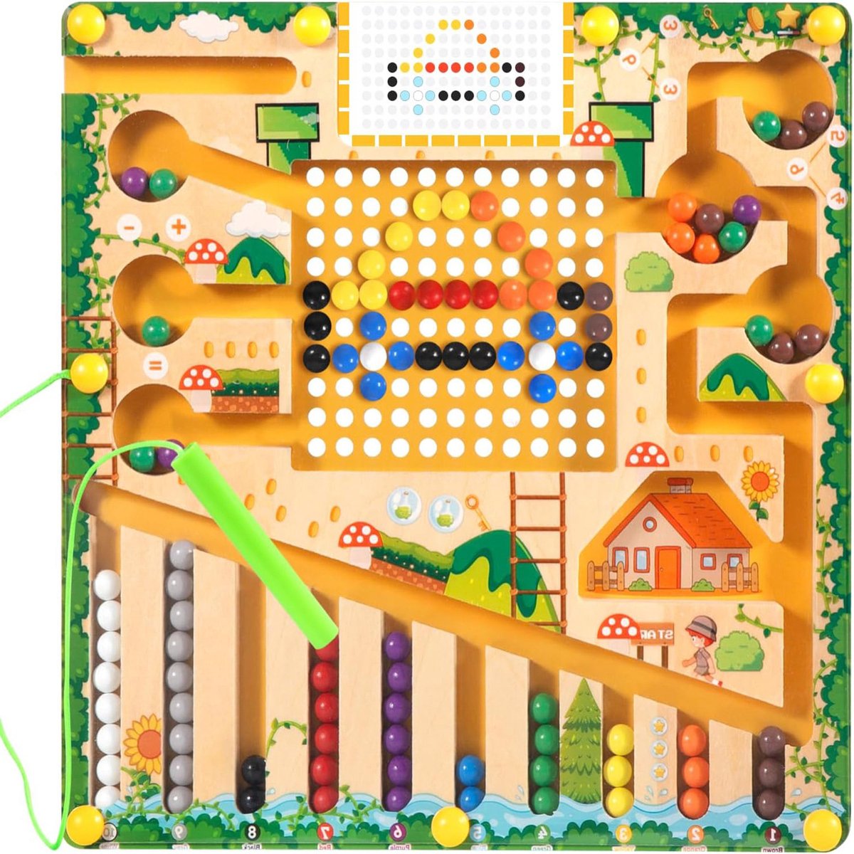 oCreon Magneetspel Montessori Speelgoed 2-5 Jaar - Houten Sorteer- en Cijferkleuren Speelgoed