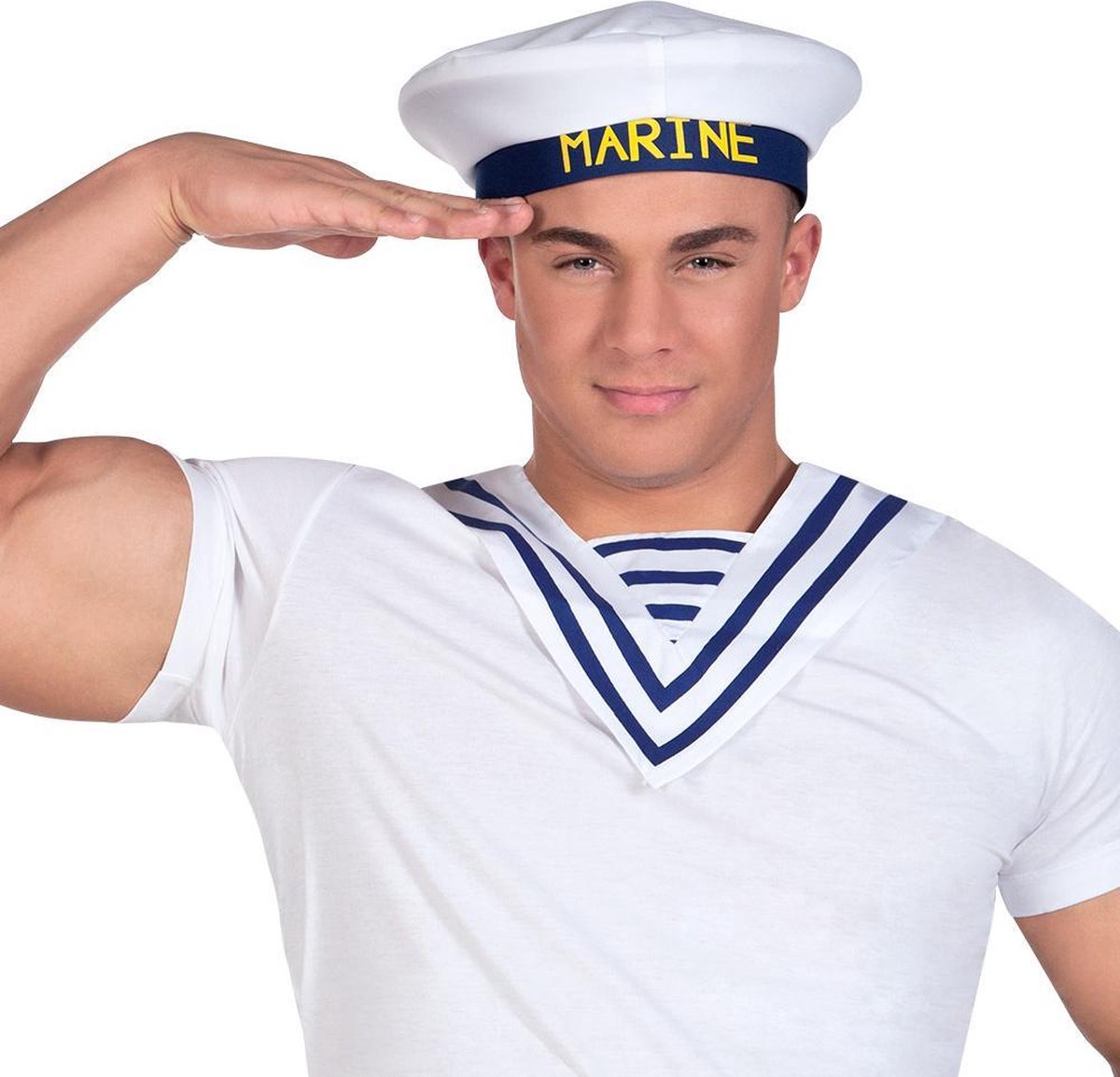 PET MATROOS WIT/BLAUW 