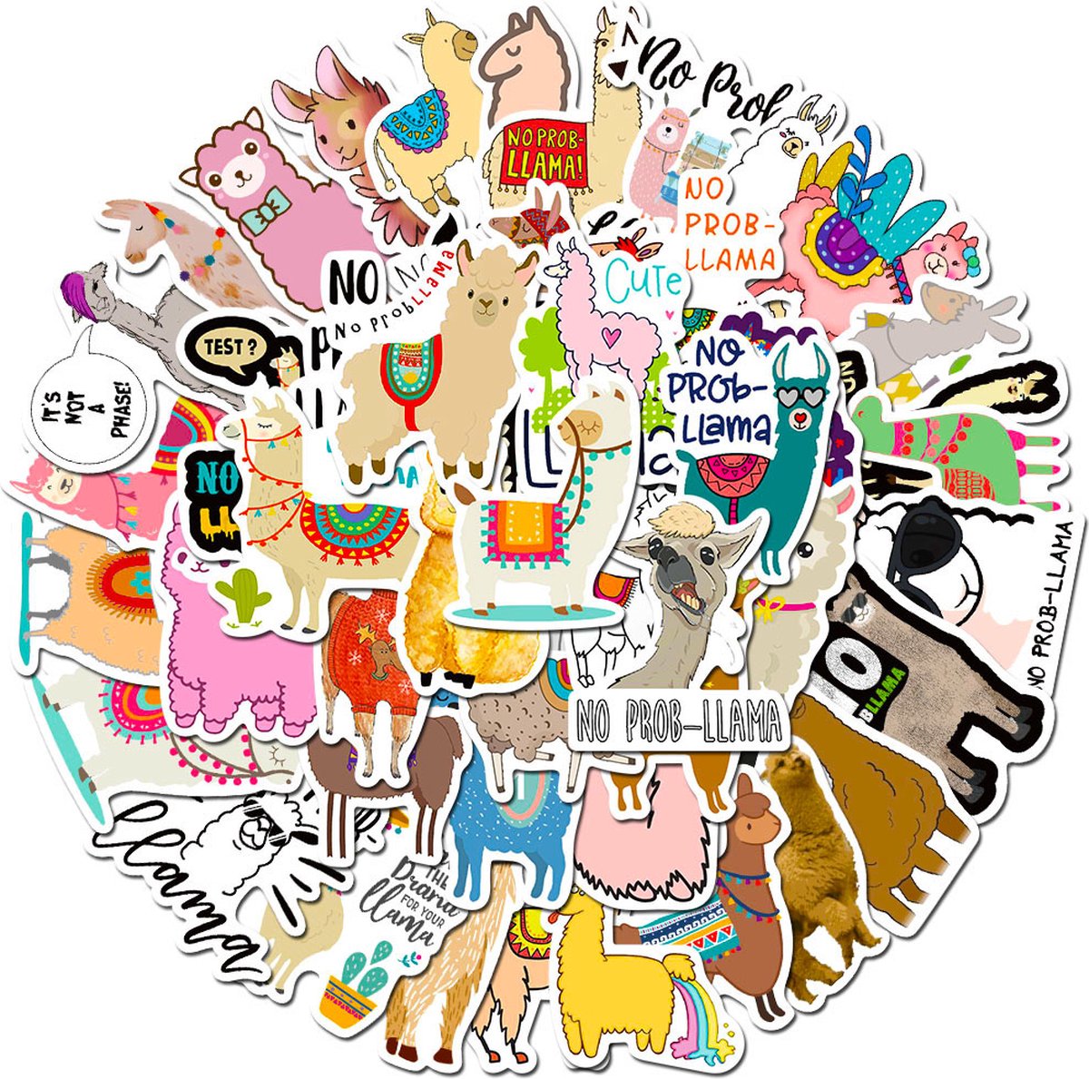 Alpaca Dieren Stickers - set 50 stuks - Laptop Stickers - Stickervellen
