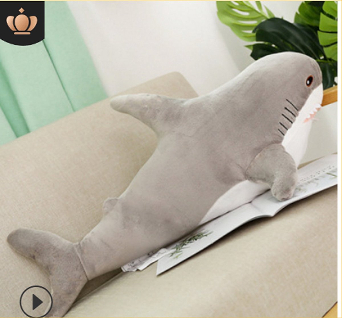 Vdtoys ® Leuke en supergrote Knuffel haai - super-zacht, XXL, bijna 1 meter lang - U koopt hier een GRIJZE