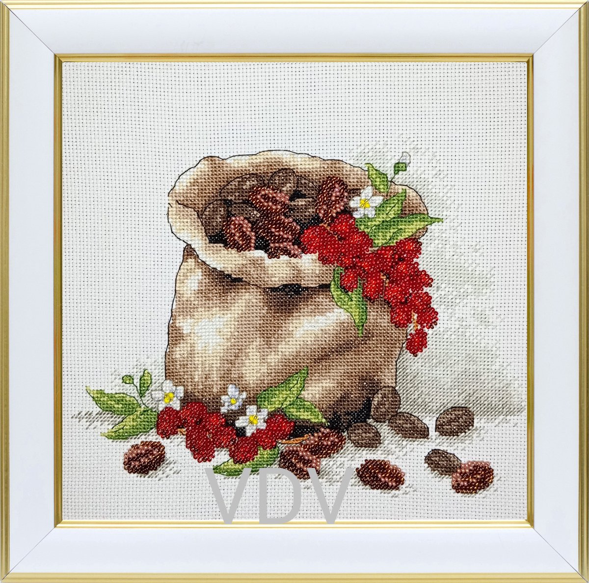 Borduurpakket VDV (gedeeltelijk kraaltjes) - Coffee - Koffie - Met DMC garens