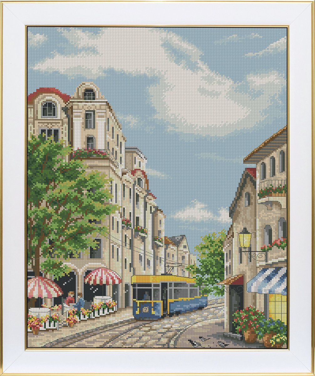 Borduurpakket VDV - Summer Tram - Zomertram - telpatroon om zelf te borduren - DMC garens