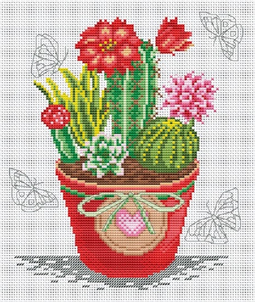 Borduurpakket met DMC garens - VDV - CACTI - CACTUSSEN - telpatroon om zelf te borduren