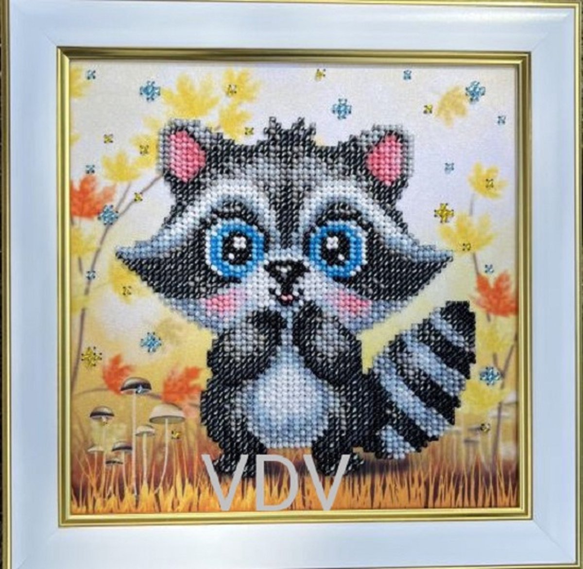 Borduurpakket met kralen - Raccoon - Wasbeer