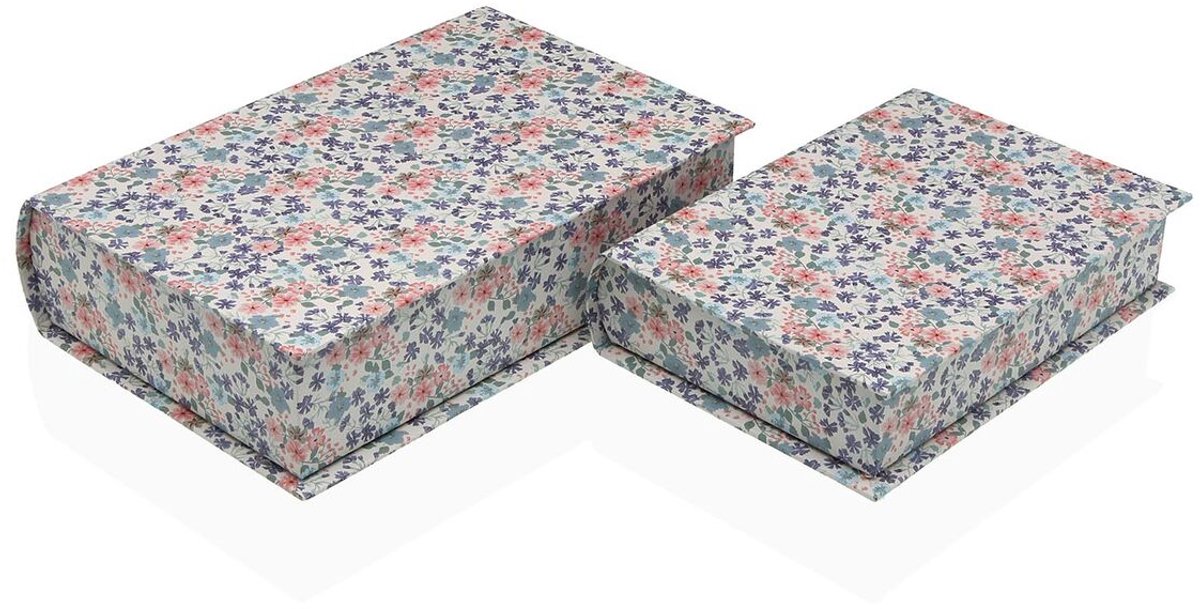 Decoratieve Doos Versa Canvas Hout MDF Blommor Boek