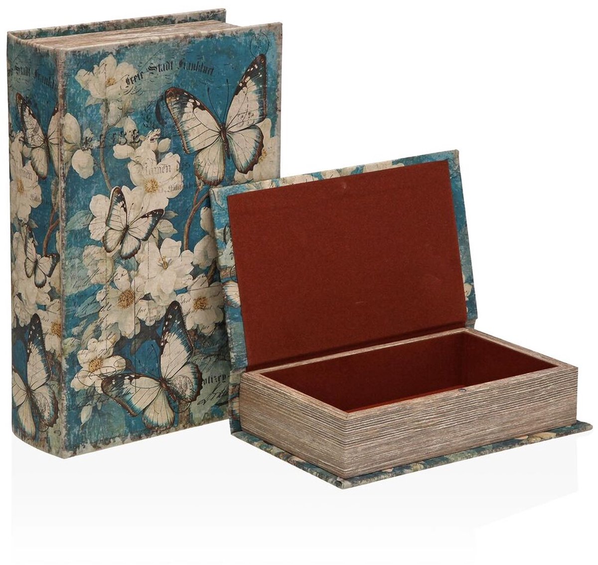 Decoratieve Doos Versa Canvas Hout MDF Blommor Boek