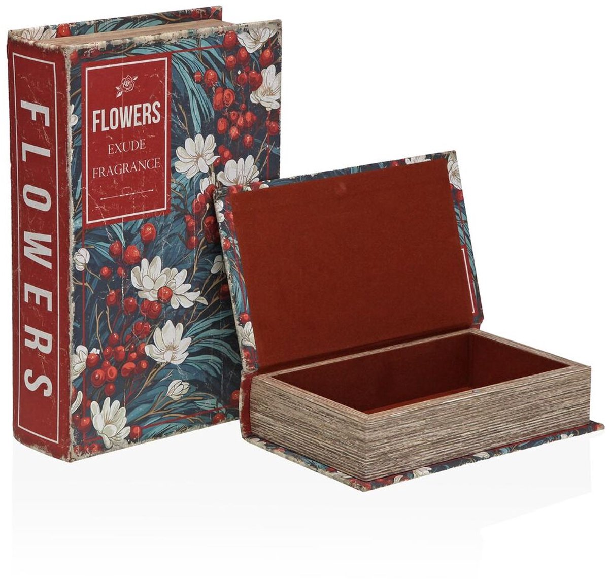 Decoratieve Doos Versa Canvas Hout MDF Blommor Boek