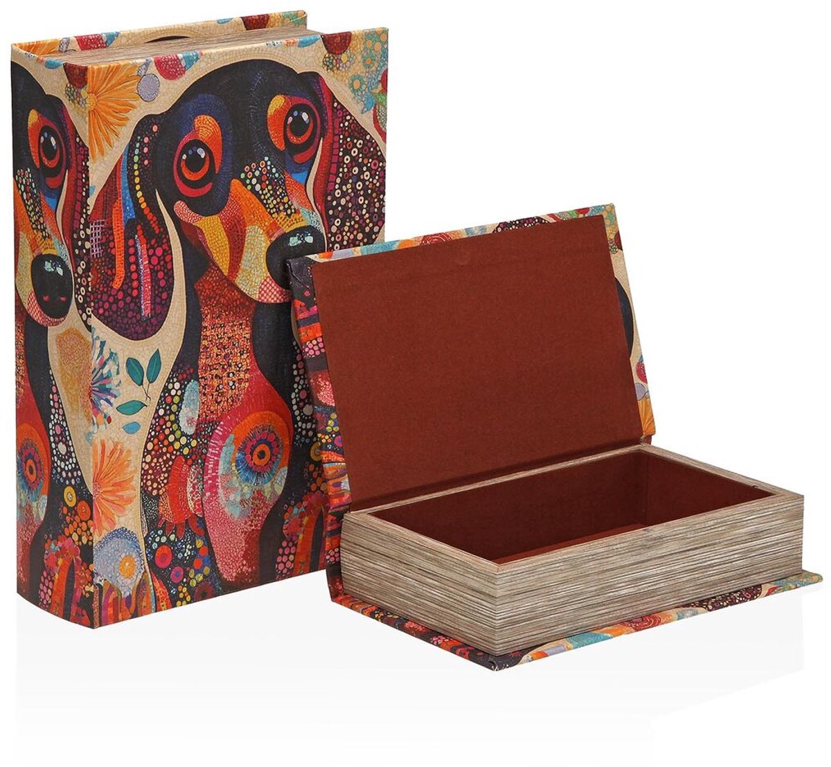 Decoratieve Doos Versa Canvas Hout MDF Boek Hond