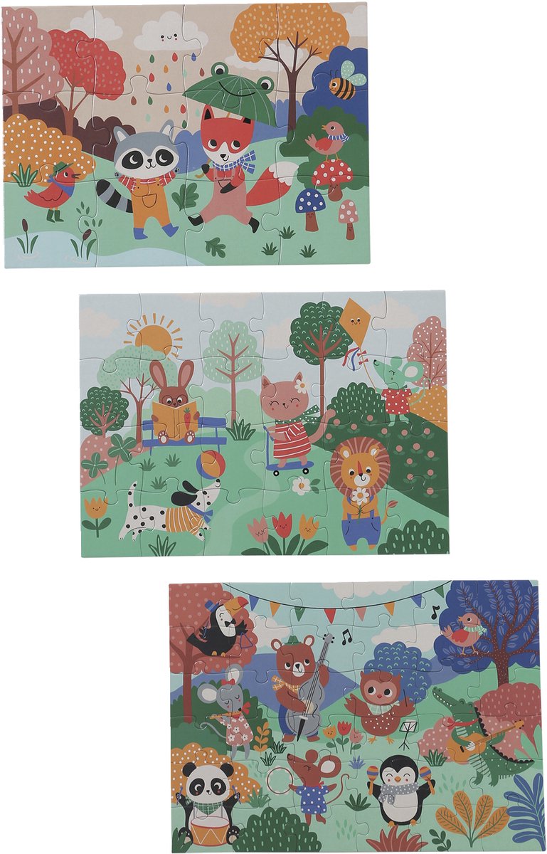 Vertbaudet 3 12- tot 36-delige kartonnen legpuzzels Les animaux joyeux