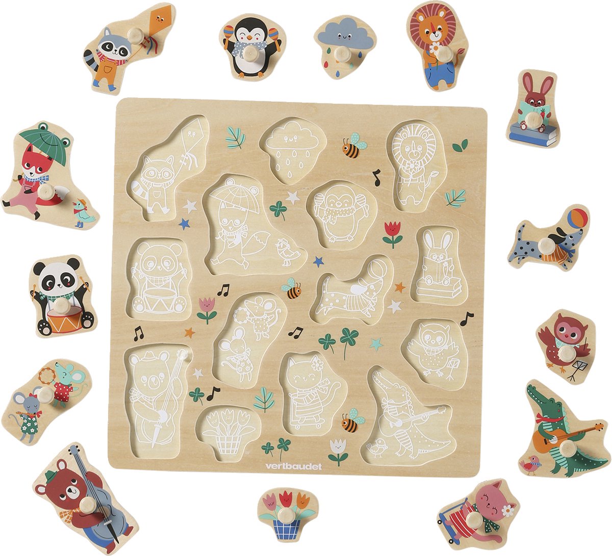 Vertbaudet Knopenpuzzel Les animaux joyeux FSC 100%