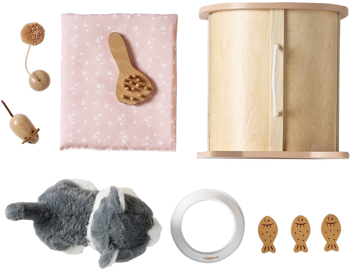 Vertbaudet Set huisdier Kat-+ accessoires in FSC® hout