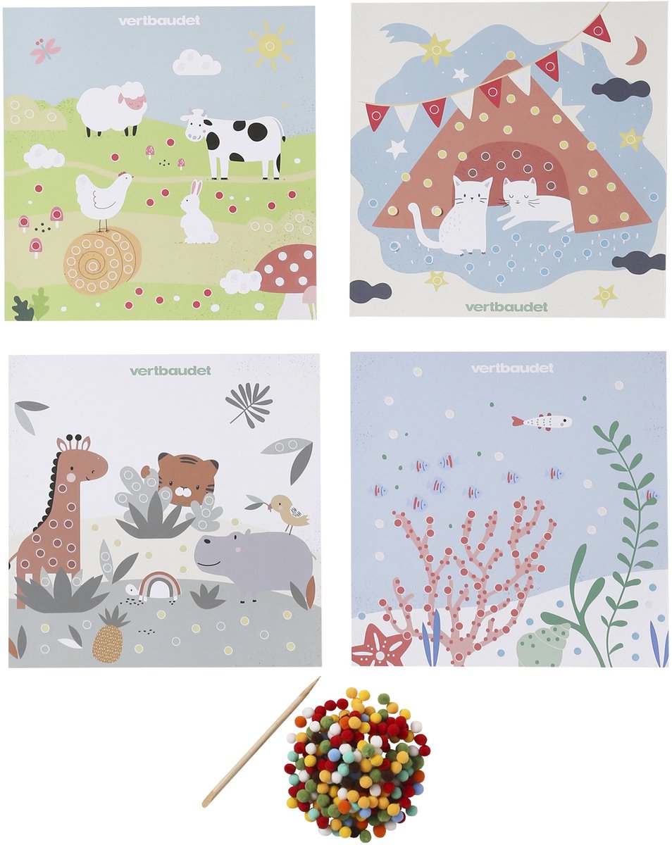 Vertbaudet Set van borden met pompons