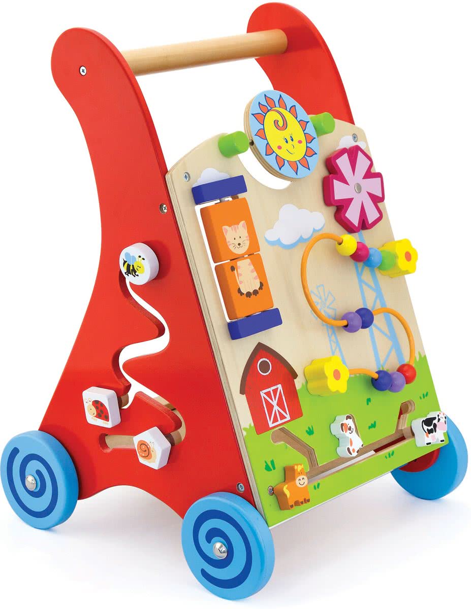 Viga Toys - Activiteiten Duw- Loopwagen - Rood