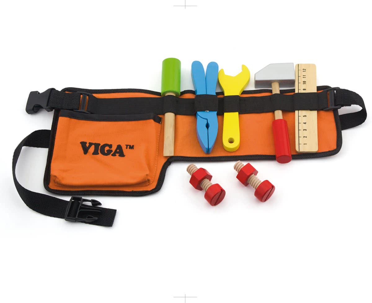Viga Toys - Speelgoedgereedschapsriem - 10 delig